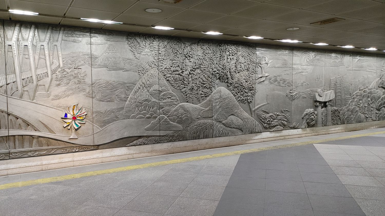 artistic 3D relief of stylistic plants and mountains