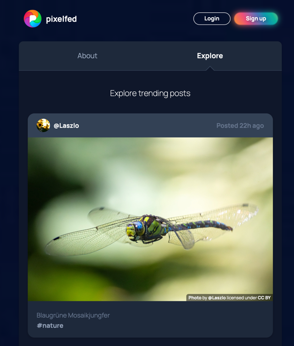 Explore button on main page