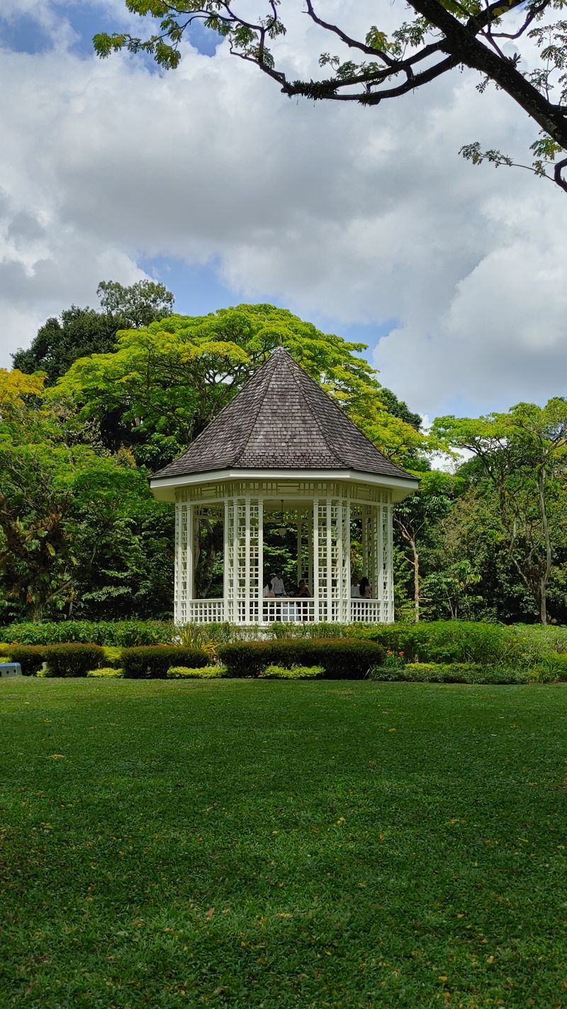 gazebo with barely visible couple inside